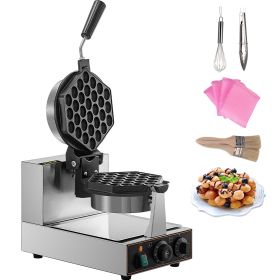 VEVOR Commercial Bubble Waffle Maker, Hexagonal Mould, 1200W Egg Bubble Puff Iron w/ 360¬∞Rotatable 2 Pans & Bent Handles