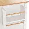 Kitchen Island Cart with Solid Wood Top and Locking Wheels,54.3 Inch Width,4 Door Cabinet and Two Drawers,Spice Rack, Towel Rack (White)