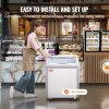 VEVOR Commercial Ice Cream Display Case, 5.4 Cu.ft Chest Freezer, Mobile Glass Top Deep Freezer, Restaurant Gelato Dipping Cabinet with 2 Wire Baskets