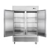 54"W Commercial Refrigerator 2 Section 2 Solid Door Stainless Steel Reach-in Refrigerator 42.2 Cu.ft. Upright Fan Cooling Refrigerator for Restaurant