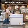 VEVOR Commercial Ice Cream Display Case, 9.3 Cu.ft Chest Freezer, Mobile Glass Top Deep Freezer, Restaurant Gelato Dipping Cabinet with 3 Wire Baskets