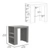 Kitchen Island, Kitchen Bar Table 36" H, 3-Side Shelves, Concrete Gray / Ibiza Marble Color Finish
