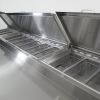 Orikool 93 IN Commercial Pizza Prep Table with a Built-in Refrigerator 30.8 Cu.Ft, Butcher Block Cutting Board, Protection Lid, Cold Storage