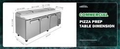 Orikool 93 IN Commercial Pizza Prep Table with a Built-in Refrigerator 30.8 Cu.Ft, Butcher Block Cutting Board, Protection Lid, Cold Storage