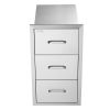VEVOR Outdoor Kitchen Drawers 16" W x 28.5" H x 20.5" D, Flush Mount Triple Access BBQ Drawers Stainless Steel with Handle