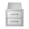 VEVOR Outdoor Kitchen Drawers 14W x 14.3H x 23D Inch, Flush Mount Double BBQ Drawers Stainless Steel with Handle