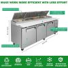 Orikool 93 IN Commercial Pizza Prep Table with a Built-in Refrigerator 30.8 Cu.Ft, Butcher Block Cutting Board, Protection Lid, Cold Storage