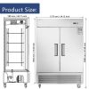 54"W Commercial Refrigerator 2 Section 2 Solid Door Stainless Steel Reach-in Refrigerator 42.2 Cu.ft. Upright Fan Cooling Refrigerator for Restaurant