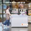 VEVOR Commercial Ice Cream Display Case, 13.1 Cu.ft Chest Freezer, Mobile Glass Top Deep Freezer, Restaurant Gelato Dipping Cabinet with 8 Large Tubs