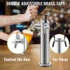 VEVOR Beer Tower, Double Adjustable Brass Faucet Kegerator Tower, Stainless Steel Draft Beer Tower, 3" Diameter Column Beer Dispenser Tower