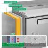 Orikool 93 IN Commercial Pizza Prep Table with a Built-in Refrigerator 30.8 Cu.Ft, Butcher Block Cutting Board, Protection Lid, Cold Storage