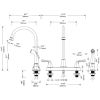 Two-Handle Kitchen Faucet with Pull-Out Side Sprayer, 360 Swivel 304 Stainless steel, 4-hole 8 inch installation, Brushed Nickel