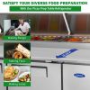 Orikool 93 IN Commercial Pizza Prep Table with a Built-in Refrigerator 30.8 Cu.Ft, Butcher Block Cutting Board, Protection Lid, Cold Storage
