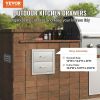 VEVOR Outdoor Kitchen Drawers 14W x 14.3H x 23D Inch, Flush Mount Double BBQ Drawers Stainless Steel with Handle