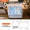 VEVOR Commercial Ice Cream Display Case, 9.3 Cu.ft Chest Freezer, Mobile Glass Top Deep Freezer, Restaurant Gelato Dipping Cabinet with 3 Wire Baskets