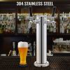 VEVOR Beer Tower, Double Adjustable Brass Faucet Kegerator Tower, Stainless Steel Draft Beer Tower, 3" Diameter Column Beer Dispenser Tower