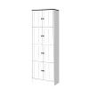 Tall Storage Cabinet with 8 Doors and 4 Shelves, Wall Storage Cabinet for Living Room, Kitchen, Office, Bedroom, Bathroom, White