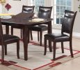 Set of 2 Side Chairs Brown Color wood finish Mid-Century Modern Padded Faux Leather Seat And Back Kitchen Dining Furniture