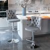 A&A Furniture,Swivel Velvet Barstools Adjusatble Seat Height from 25-33 Inch