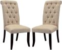 Dining Room Furniture Contemporary Rustic Style Beige Fabric Upholstered Tufted Set of 2 Chairs Kitchen Breakfast