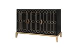 Carved Line 3 Door Storage Cabinet ,Sideboard Buffet Cabinet With Adjustable Shelf,Large Storage Accent Cabinet For Living Room,Dining Room,Kitchen