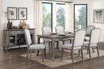 Classic Kitchen Dining Chairs Set of 2 Chenille Fabric Upholstered Seat and Back Brown Gray Finish Wooden Furniture Traditional Dining