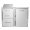 VEVOR Outdoor Kitchen Door Drawer Combo 29.5" W x 22.6" H x 21.7''D, Access Door/Triple Drawers with Propane Drawer and Adjustable Garbage Ring