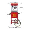 Popcorn Machine with Cart ‚Äì 6oz Popper with Stainless-steel Kettle, Heated Warming Deck, and Old Maids Drawer,Red