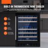 VEVOR Wine Cooler, 46 Bottles Under Counter Built-in or Freestanding Wine Refrigerator, Dual Zone Beverage Cooler with Blue LED Light, Single Door