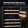 VEVOR Wine Cooler, 46 Bottles Under Counter Built-in or Freestanding Wine Refrigerator, Dual Zone Beverage Cooler with Blue LED Light, Single Door