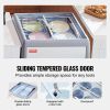 VEVOR Commercial Ice Cream Display Case, 5.6 Cu.ft Chest Freezer, Mobile Glass Top Deep Freezer, Restaurant Gelato Dipping Cabinet with 4 Large Tubs