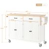 Kitchen Island Cart with Solid Wood Top and Locking Wheels,54.3 Inch Width,4 Door Cabinet and Two Drawers,Spice Rack, Towel Rack (White)