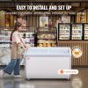 VEVOR Commercial Ice Cream Display Case, 12.8 Cu.ft Chest Freezer, Mobile Glass Top Deep Freezer