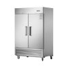 54"W Commercial Refrigerator 2 Section 2 Solid Door Stainless Steel Reach-in Refrigerator 42.2 Cu.ft. Upright Fan Cooling Refrigerator for Restaurant