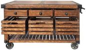 ACME Kaif Kitchen Cart, Distressed Chestnut 98184