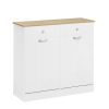 Two-Compartment Tilt-Out Trash Cabinet, Pet Proof Kitchen Trash Cabinet with Cutting Board, Free Standing Laundry Sorter Cabinet, Laundry Hamper