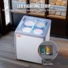 VEVOR Commercial Ice Cream Display Case, 5.6 Cu.ft Chest Freezer, Mobile Glass Top Deep Freezer, Restaurant Gelato Dipping Cabinet with 4 Large Tubs