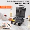 VEVOR Waffle Maker, 4 Slices per Batch, 1200W Square Waffle Iron