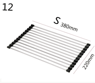 Folding Kitchen Drain Sink Rack Stainless Steel (model: 12 S, Color: Black)
