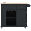 Kitchen Island with Power Outlet,Kitchen Storage Island with Drop Leaf and Rubber Wood,Open Storage and Wine Rack,5 Wheels