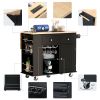 Kitchen Island with Power Outlet,Kitchen Storage Island with Drop Leaf and Rubber Wood,Open Storage and Wine Rack,5 Wheels