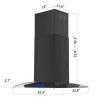 30 inch Stainless Steel Kitchen Island Range Hood 900CFM Tempered Glass 3 Speed Black LEDs