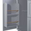 K&K Rolling Kitchen Island with Storage, Kitchen Cart with Rubber Wood Top, 3 Drawer, 2 Slide-Out Shelf and Internal Storage Rack