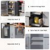 K&K Rolling Kitchen Island with Storage, Kitchen Cart with Rubber Wood Top, 3 Drawer, 2 Slide-Out Shelf and Internal Storage Rack