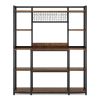 5-Tier Kitchen Baker's Rack, 55" Wide Kitchen Storage Shelf with 11 Hooks