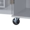 K&K Rolling Kitchen Island with Storage, Kitchen Cart with Rubber Wood Top, 3 Drawer, 2 Slide-Out Shelf and Internal Storage Rack