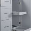 K&K Rolling Kitchen Island with Storage, Kitchen Cart with Rubber Wood Top, 3 Drawer, 2 Slide-Out Shelf and Internal Storage Rack