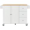 Rolling Mobile Kitchen Island with Solid Wood Top and Locking Wheels,52.7 Inch Width,Storage Cabinet and Drop Leaf Breakfast Bar,Spice Rack