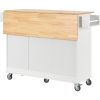 Rolling Mobile Kitchen Island with Solid Wood Top and Locking Wheels,52.7 Inch Width,Storage Cabinet and Drop Leaf Breakfast Bar,Spice Rack