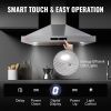 VEVOR Wall Mount Range Hood, Ductless Chimney-Style Kitchen Stove Vent, Stainless Steel Permanent Filter with 3-Speed Exhaust Fan, 2 Baffle Filters